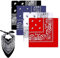 GUTERTOP 4 Stück Piraten Bandana Kopftuch Damen und Herren, Nickitücher Baumwolle, Multifunktionale Große Paisley Bandana Kopftücher Damen, (54 x 54 CM Weiß Schwarz Rot blau)