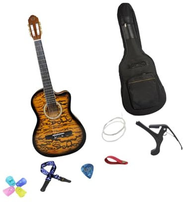 Akustikgitarre, Konzertgitarre, 6 Nylonsaiten, leichte, gekerbte Gitarre in Leistungsqualität für Erwachsene für Anfänger, Reiseprüfungen, Helles