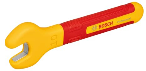 Bosch Professional VDE-Schraubenschlüssel – 10 mm (Backenposition 15°, zertifiziert bis 1.000 V, isoliert mit thermoplastischem Elastomer (TPE))