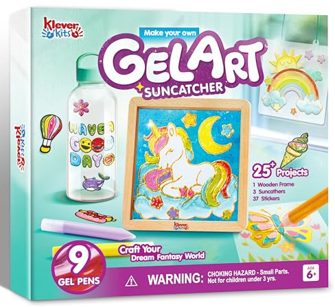 Klever Kits Gel-Art-Set, Malsets mit Bilderrahmen, Basteln für Jungen und Mädchen, tolles Bastelgeschenk für Kindergeburtstage und Weihnachten ab 6 Jahren