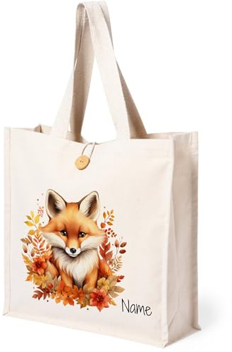 GRAZDesign Baumwolltasche Vogel personalisiert mit Namen Einkaufstasche nachhaltige Tragetasche mit Tiermotiven, umweltfreundliche Stofftasche