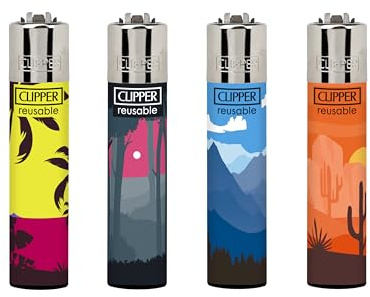 4 X CLIPPER LIGHTERS (NATURAL MIX)