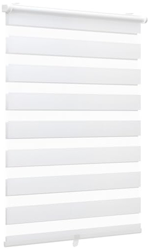 Sekey Doppelrollo Klemmfix ohne Bohren Doppelrollo Duo Rollo Schnurlos Rollo Faltrollo 105x150cm, Weiß