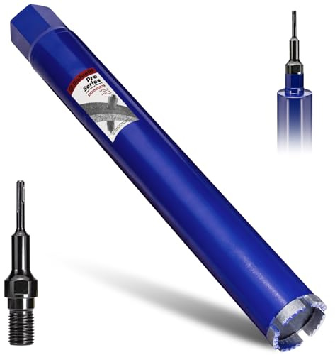 DaduoRi 2 Pro Concrete Core Drill Bit with SDS Plus Adapter(1-1/4-7 Thread) - 14 Cutting Depth & Upgraded Welded Teeth Core Bits for Concrete with Rebar, Brick, Masonry,Stucco,Mortar,Wet Coring
