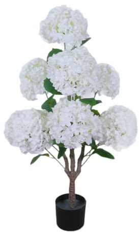Zstar Artificial Hydrangea Tree, 90 cm Large Hydrangea Tree, Artificial Plant in Pot, with Flowers and Leaves, Large Artificial Plants Decoration for Indoor and Outdoor Living Room, Balcony