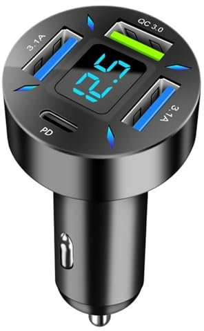 LJJWIW Car Phone Charger for VW Corrado Derbyn Eos Fox Futura Gol Golf,Automobile Cigarette Lighter USB Chargers Adapter Splitter Multi Socket Outlet Voltmeter Fast Charging Accessories