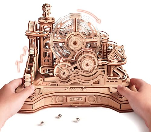 ROKR 3D Holzpuzzle für Erwachsene Murmelbahn Modellbausatz DIY Bastelset Mechanisches Spielzeug Geschenk für Männer Frauen Gear Ball Challenge EGC01