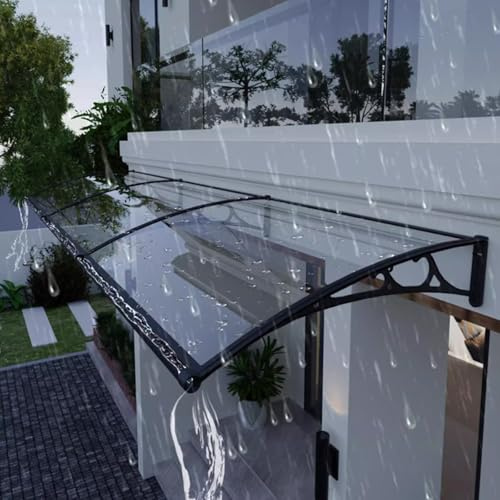 Marquesina para puerta resistente a los rayos UV, protección contra la lluvia para ventanas exteriores, toldo para patio, porche, color gris, marrón, azul y transparente (opcional, 60 x 150 cm/24 x 59