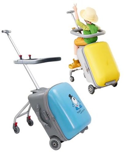 VHVYWY Barnvagnsbagage, vikbar och avtagbar resväska med barnstol, 2 i 1 lätt barnvagn och resväskeset med skyddsräcke, Blå, Middelgroot, Fritidsresor