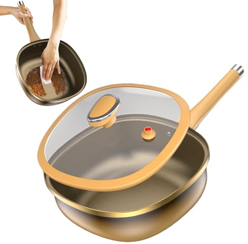 Grande poêle à frire antiadhésive – Poêle profonde en | Casserole antiadhésive pour induction électrique, omelette, crêpes, pâtisserie, réchaud de camping, cuisine à domicile et appartement