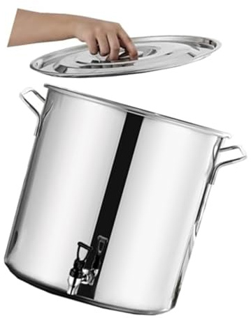 WOTZOV Olla con Grifo - Olla de Acero Inoxidable, Redonda con Asas Suaves al Tacto, Olla para Sopa de Acero Inoxidable con Fondo Compuesto, Cubo para Vino de 5 a 65 l, Recipient，30 * 40cm(25L)