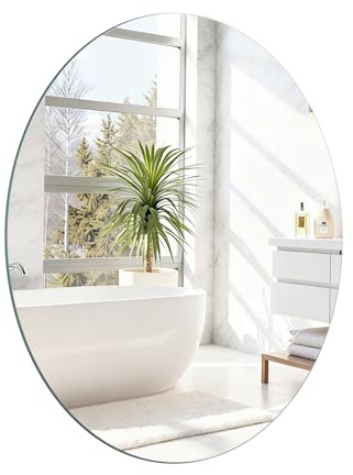 ROYUEXT Selbstklebender badezimmerspiegel, Ovaler Wandspiegel 40×30cm | Rahmenlos Dekorativer HD-Bildspiegel für Gäste-WC, Wohnzimmer, Schlafzimmer und Heimwerker