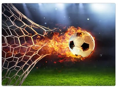 Schreibtischunterlage abwischbar für Kinder – Flammender Fußball mit Feuerschweif – 44 x 32 cm – aus hochwertigem Vinyl - Made in Germany