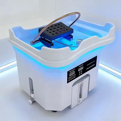 Équipement de Spa pour la Tête, Bassin de Shampoing à Circulation d'eau à Double Contrôle avec réservoir d'eau de 60L +20L Réservoir d'eaux usées, Fonction de Luminothérapie,pour salons et spas set-1