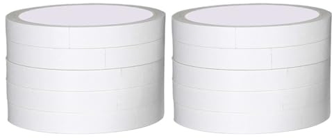 Lot de 10 rouleaux de ruban adhésif double face blanc robuste pour travaux manuels, scrapbooking, rouleau de 10 m, papier blanc double face