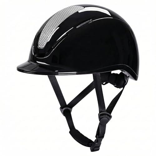 Philife Equestrian Helmet Horse Riding Helmet for Women Adjustable Size M 20.5-22.8 Inches Black Silver Two-Tone