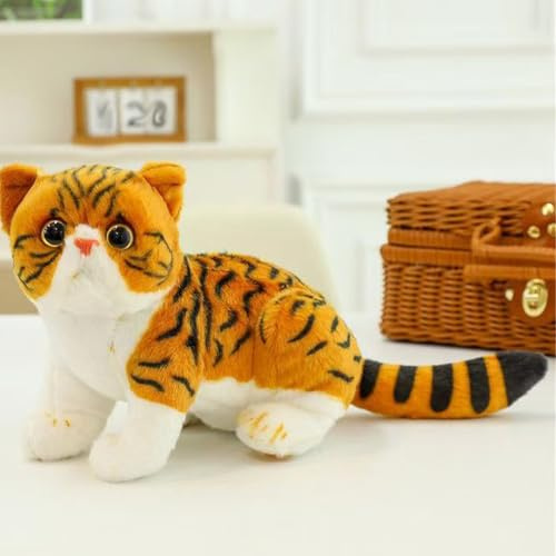Xiyocadt Katze Kuscheltier, 20/26cm Klein Plüschtier, Stofftier Plüsch Puppe Plüschtiere, Geschenk für Jungen Mädchen (Orange,L26*H20CM)