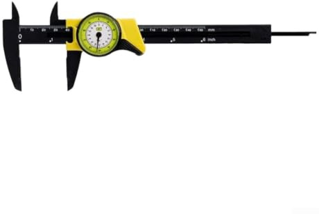 Calibrador de plástico de 0 a 150 mm con doble escala métrica y herramienta de medición precisa, para diámetro interior exterior y profundidad, diseño ligero (negro)
