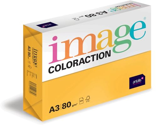 Image Coloraction Hawai - farbiges Kopierpapier - DIN A3, 297 x 420 mm, 80 g/m² - buntes, holzfreies Druckerpapier für Kopierer - 500 Blatt - Intensivgelb