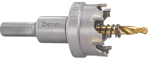Starrett Hartmetall-bestückte Lochsäge - SM34 Blechschneider mit Aufnahme- und Zentrierbohrer - zum Bohren von Edelstahl-Aluminiumlegierungen - 34 mm