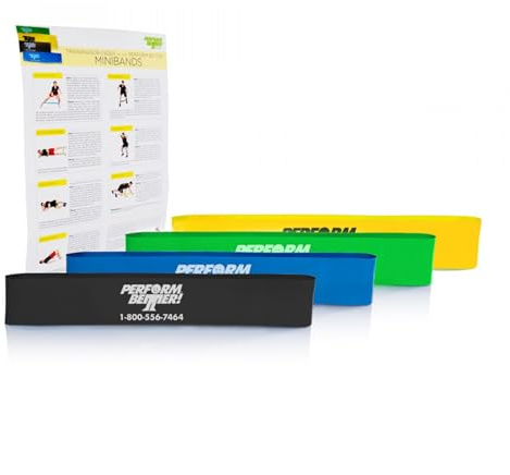 PERFORMBETTER+ Minibands Lot de 4 Bandes de Fitness polyvalentes pour Un entraînement Efficace de Tout Le Corps dans Le domaine de la Force et de l'endurance