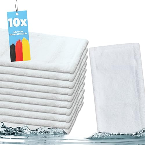 HELOME 10x Premium Microfasermöppe für Haushalt und Gewerbe | Wischbezüge für 40cm Mopphalter | Taschenbezüge für professionelle Reinigung | bis 90 Grad und für Trockner