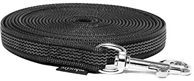 Mystique® Gummierte Schleppleine 12mm ohne Handschlaufe Standard Karabiner schwarz 20m