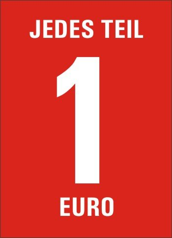 Preisschilder 10 Stück Jedes Teil 1 Euro DIN A4 / 21 x 29,7 cm für Räumungsverkauf / ohne Rahmen