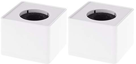 STOBOK 2 Pcs Microphone Flag Station Square Cube Interview Mic Microphone Logo Flag Station Equipment Decorative, ABS Material, White