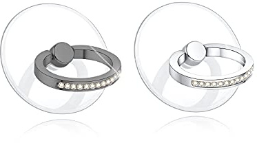 lenoup Transparent Cell Phone Ring Holder, Glitter Clear Cell Phone Ring Grip Kickstand, Clear Ring With Diamond Finger Grip Stand for Phone