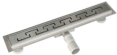 Acezanble Duschrinne Edelstahl Ablaufrinne Bodenablauf sehr Flach Selbstreinigender Siphon mit Geruchsstop Haarsieb Komplettset mit Bodenbefestigung für Badezimmer Style C 90 cm