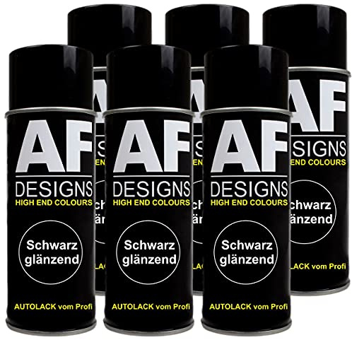 Alex Flittner Designs Schwarz glanz Spraydose 6x Spray glänzend Lackspray | Sehr Hochwertiges Acryl Lackspray(lösemittelhaltig) in schwarz a 400 ml pro Dose