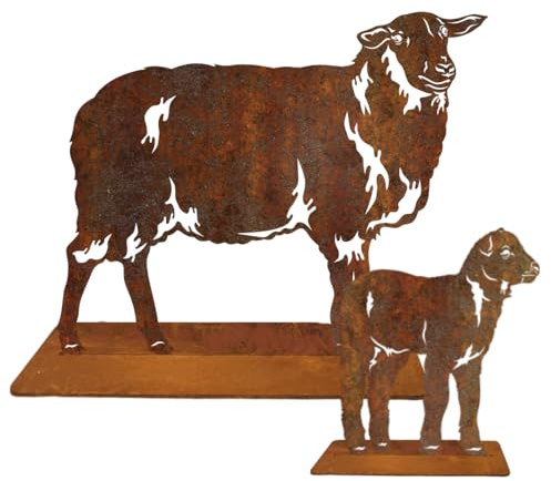 Terma Stahldesign Edelrost Gartenstecker Figuren Handmade Germany, tolle gartendeko aus Rost-Metall, deko rostoptik, Rostfiguren Tiere, rostfiguren Garten, Rostdeko (Schaf)
