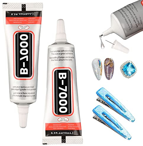 B7000 Glue, 2PCS 10ML Super Glue Transparent Paste Adhesive MOHEGIA Multi-Function Repair Glues Suitable for Phone Jewelry Glass Wood Metal Fabric