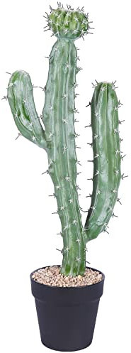 Ruwenus Cactus artificial de 2 pies y 24 pulgadas de alto, plantas de cactus falsos saguaro con maceta para decoracion interiores habitacion, hogar, oficina, tienda, decoración de jardín