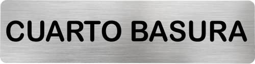 MovilCom® - Señal de acero inoxidable CUARTO BASURA | Placa puerta INOX | Señal informativa | Cartel Puerta 200X50mm
