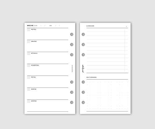 pen & pages® Kalender undatiert - Personal - 6 Löcher - A6 Organizer, Kalendereinlagen, Wochenkalender, Terminkalender, 9,5 x 17,1 cm (1W1S)