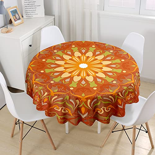 Lukery Tischdecke Abwaschbar Gartentischdecke, Tischdecke Rund Tischdecken 3D Mandala Drucken Tischtuch Outdoor Indoor, Tisch Schutz für Geburtstag Hochzeit Party (Retro Mandala,Durchmesser 180cm)