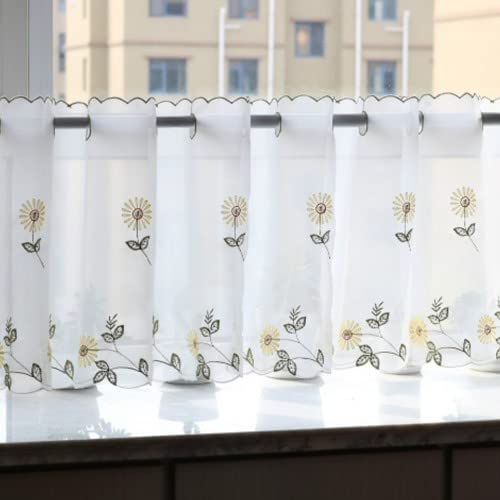 Disnace Voile Bistro Curtain, 43 x 175 cm, Privacy Curtain, Half Curtain, Small Window