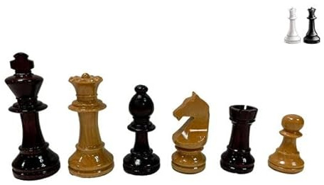 Piezas de ajedrez Europa plomadas competición, Tamaño 6, Caoba, Brillante, Ideal para Aficionados y Clubes, Piezas de ajedrez para niños y Adultos, Piezas de ajedrez, Juego de Ajedrez de Madera