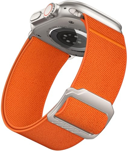 Epova Correa Compatible con Correa Apple Watch Ultra 3/ Ultra 2 49mm 46mm 45mm 44mm 42mm, 28mm Ultra Ancha Banda de Deportiva Elástica Ajustable para iWatch SE 3 Series 11 10 9 8 7 6 5 4 3,Naranja