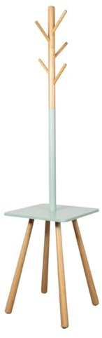 Terra Home Garderobenständer Dala,Kleiderständer, Standgarderobe mit 5 Kleiderhaken für Jacken, Mützen 169x40x40 mit Ablage (eckig, Mintgrün)