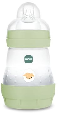 MAM Biberon Easy Start 160 ml, Biberon anticolica per allattamento misto che riduce le bolle d'aria e il rischio di coliche, Accessori neonati autosterilizzanti e con tettarella misura 1, Verde