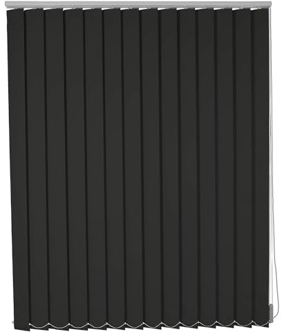 LRYELWA Schiebevorhänge Set Nach Maß,Verdunkelung Lamellenvorhang Schwarz Vertikaljalousie,Flächenvorhang für Schiebetüren und Fenster,Breite 50cm-180cm,Anpassbar,Breite x Höhe (50cm x 200cm)