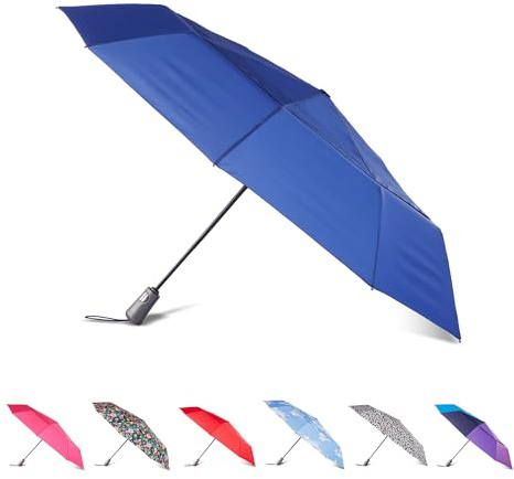 Totes Auto Open/Close Windproof Ultimate Compact Umbrella with UV and Water Repellent Protection