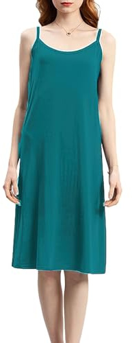 Jamron Dam plus size underkjol för underklänning kami slip klänning mjukt band nattlinne (S-5XL), Mörkgrön, 3XL