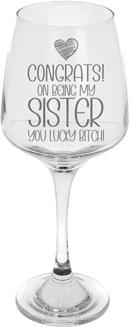 Congrats on Being My Sister Engraved Wine Glass Personalised Birthday Gifts for Women Ladies Gifts Ideas Red Wine Gifts for Her