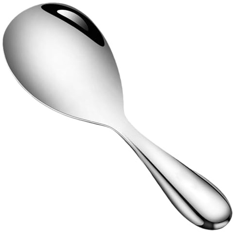 Cucchiaio da portata per riso – Cucchiaio da zuppa in acciaio inox, grande paletta per riso in metallo, cucchiaio da portata resistente al calore, cucchiaio da riso riutilizzabile ispessito per