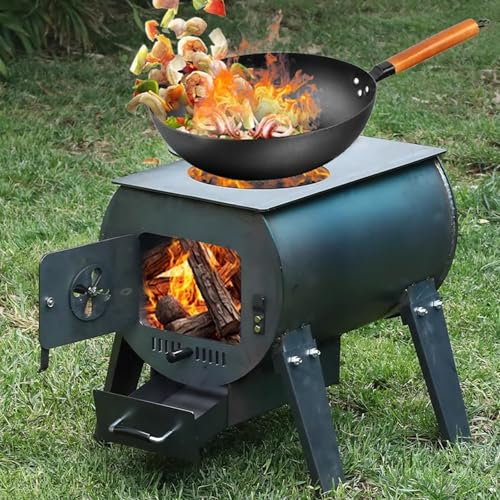 Poele a Bois Réchaud a Bois de Camping, Réchaud de Tente de Camping Portable D'extérieur, Réchaud a Bois Mobile pour la Cuisine, la Randonnée, la Pêche, la Randonnée