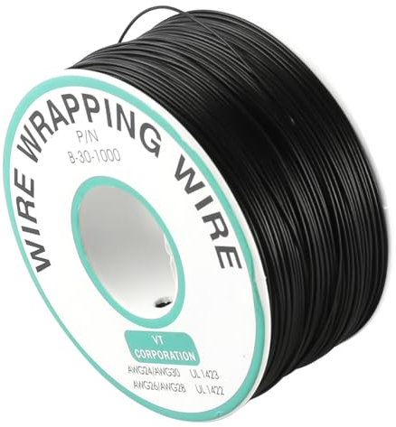 FONGKNOX Filo avvolgente, filo di rame singolo nero, diametro 0,25 mm, cavo di collegamento per circuiti stampati, 2,5 metri, 30 AWG, filo avvolgente